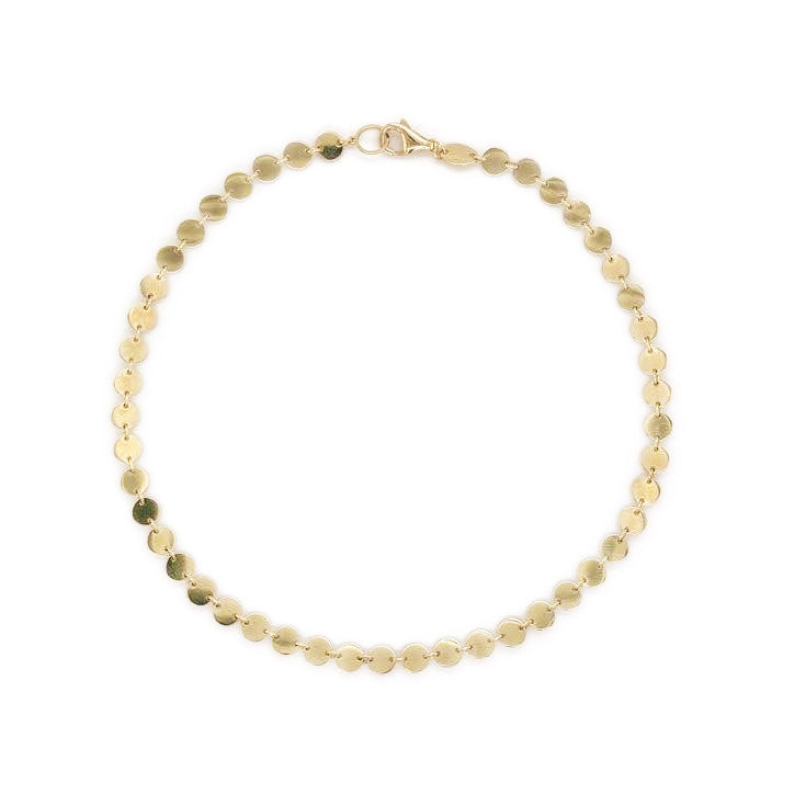 14k Gold Station Circle Coin Anklet