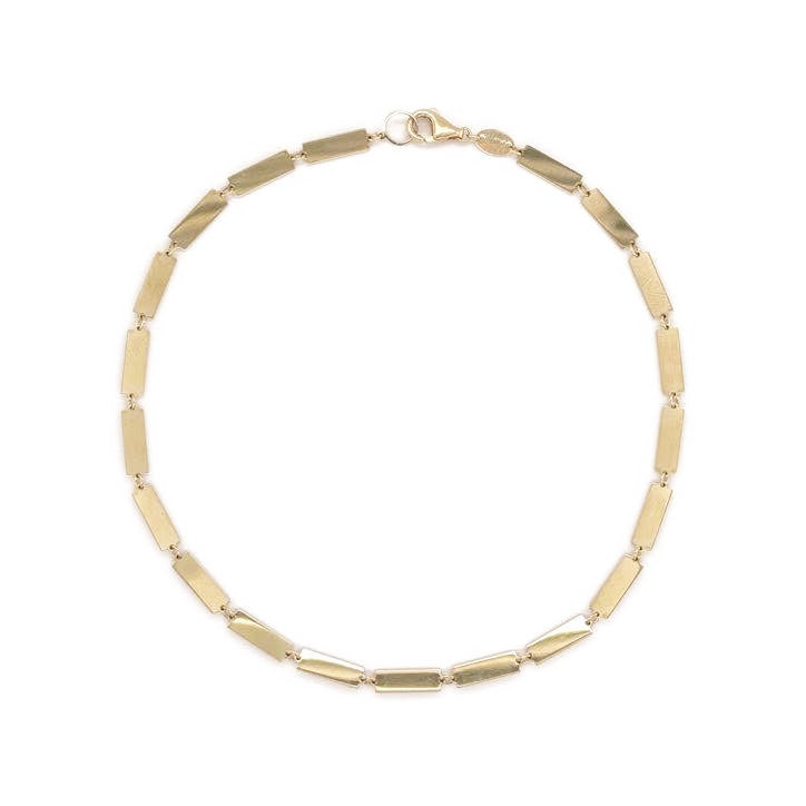 14k Gold Station Bar Anklet