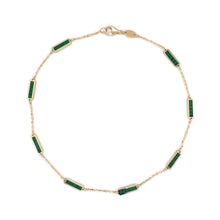 Load image into Gallery viewer, 14k Gold Malachite Bar Station Anklet