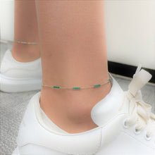 Load image into Gallery viewer, 14k Gold Malachite Bar Station Anklet