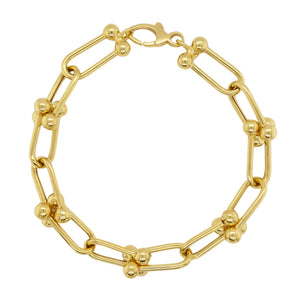 14k Yellow Gold Link & Bead Chain Bracelet