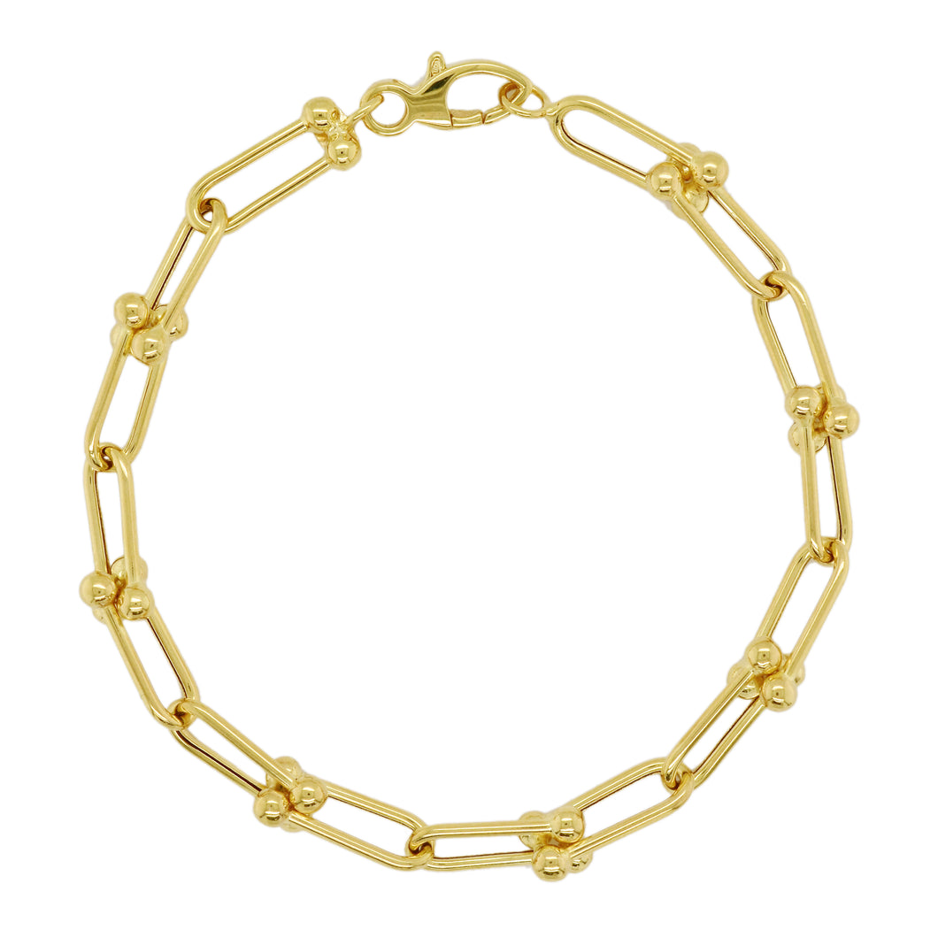 14k Yellow Gold Link & Bead Chain Bracelet