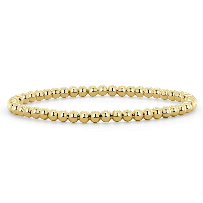 14k Gold Solid Bead Stretch Bracelet