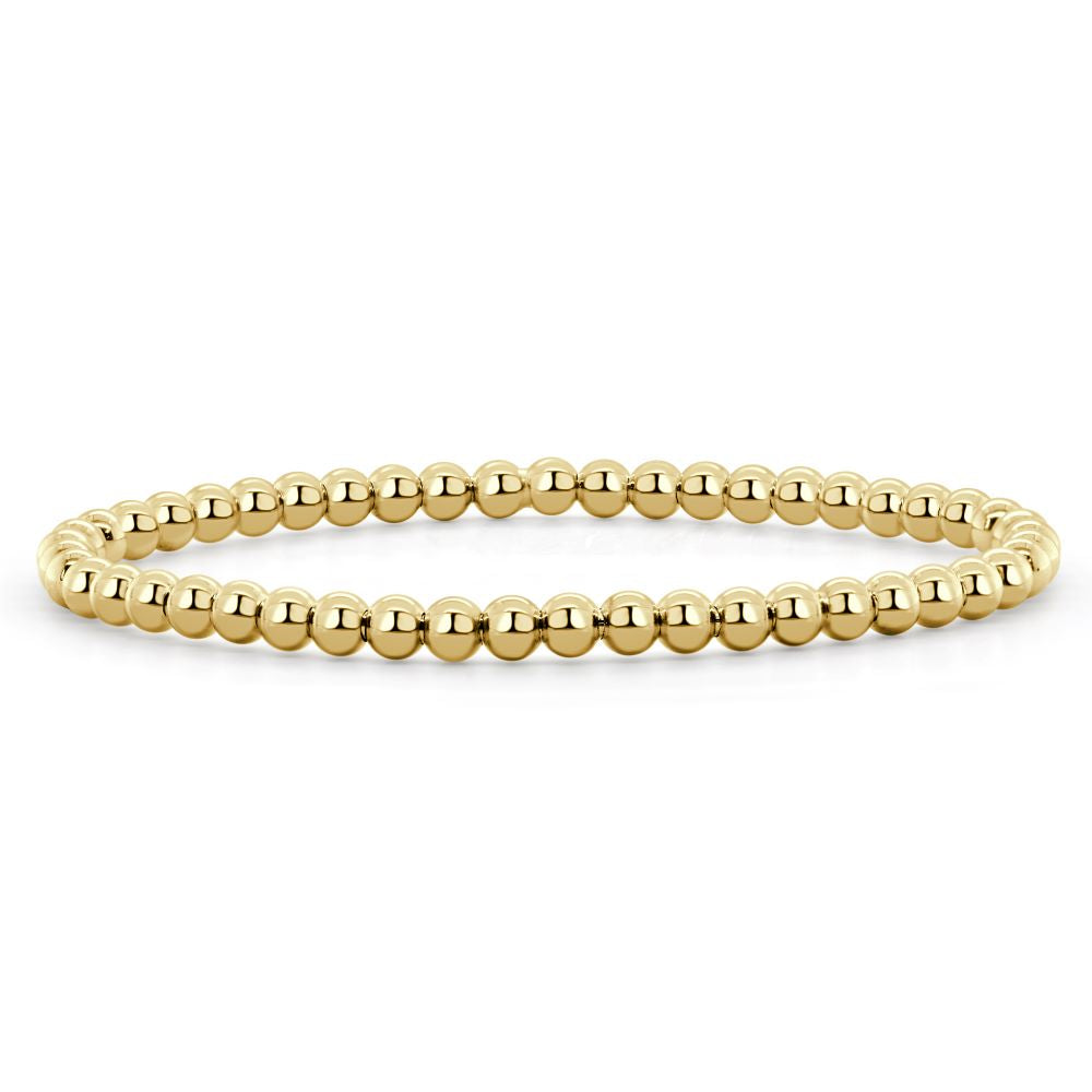 14k Gold Solid Bead Stretch Bracelet