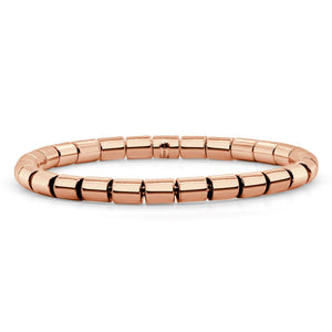 14K Gold Solid Barrel Bead Stretch Bracelet