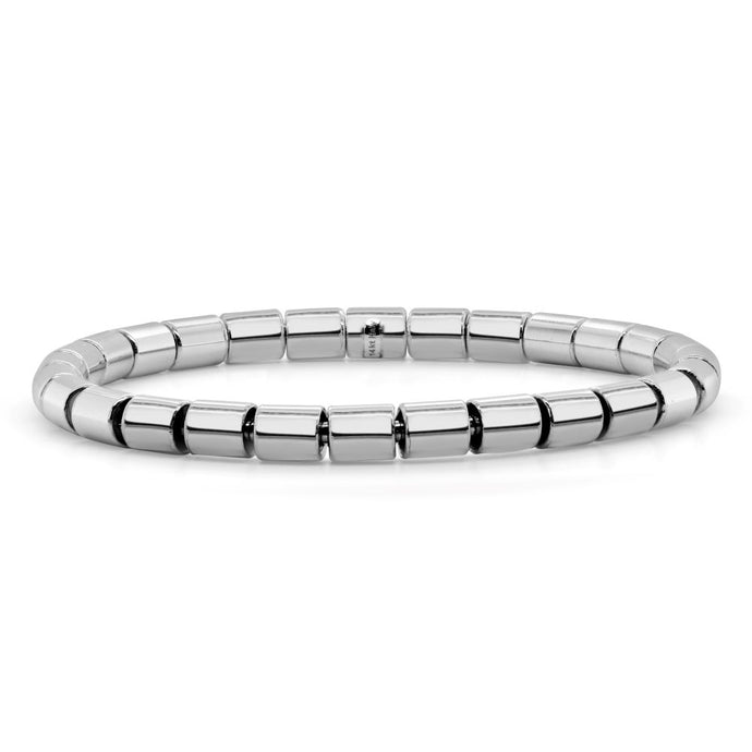 14K Gold Solid Barrel Bead Stretch Bracelet