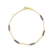 Load image into Gallery viewer, 14k Gold &amp; Amethyst Station Bar Bracelet