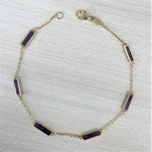 Load image into Gallery viewer, 14k Gold &amp; Lapis Bar Station Bracelet