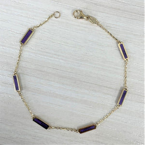 14k Gold & Lapis Bar Station Bracelet