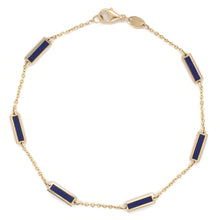 Load image into Gallery viewer, 14k Gold &amp; Lapis Bar Station Bracelet