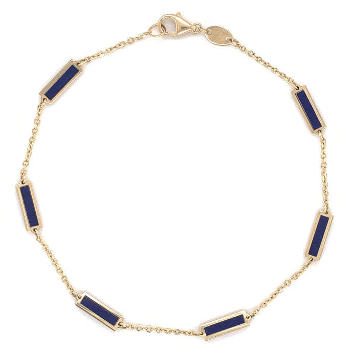 14k Gold & Lapis Bar Station Bracelet