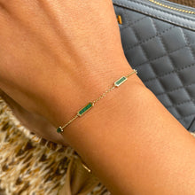 Load image into Gallery viewer, 14k Gold &amp; Malachite Station Bar Bracelet