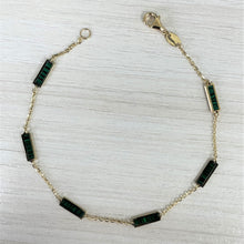 Load image into Gallery viewer, 14k Gold &amp; Malachite Station Bar Bracelet