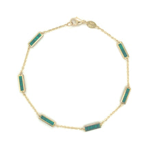 Load image into Gallery viewer, 14k Gold &amp; Malachite Station Bar Bracelet