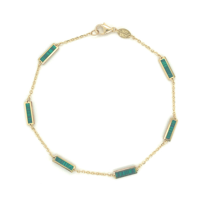 14k Gold & Malachite Station Bar Bracelet