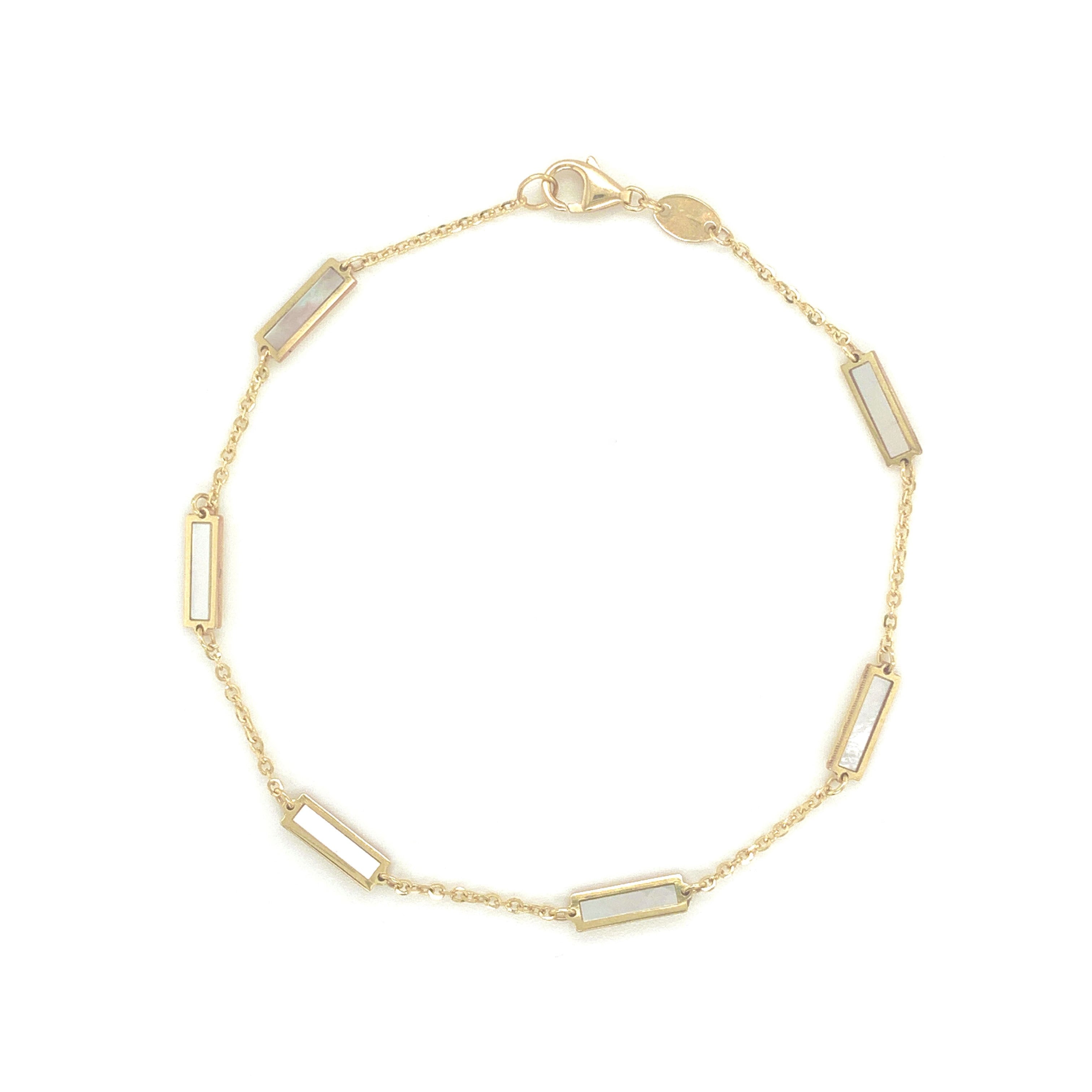 14k Gold Mother of Pearl Bar Bracelet – Sabrina Design