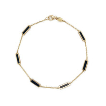 Load image into Gallery viewer, 14k Gold &amp; Onyx Bar Station Bracelet