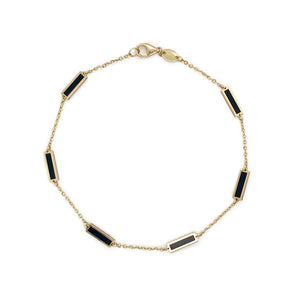 14k Gold & Onyx Bar Station Bracelet