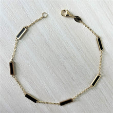 Load image into Gallery viewer, 14k Gold &amp; Onyx Bar Station Bracelet