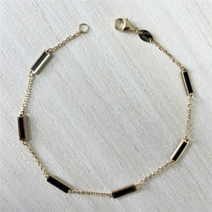 14k Gold & Onyx Bar Station Bracelet