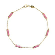 Load image into Gallery viewer, 14k Gold &amp; Pink Agate Station Bar Bracelet