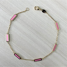 Load image into Gallery viewer, 14k Gold &amp; Pink Agate Station Bar Bracelet