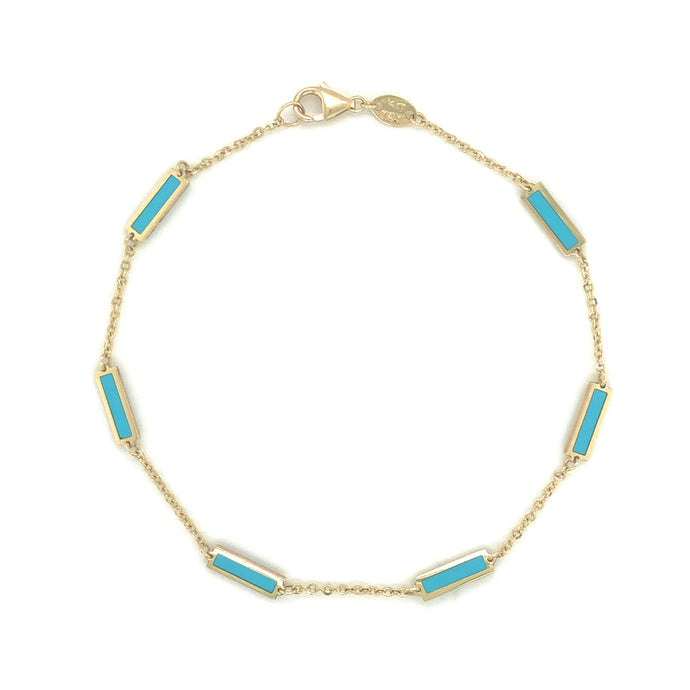 14k Gold & Turquoise Bar Station Bracelet