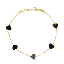 Load image into Gallery viewer, 14K Gold &amp; Inlay Station Heart Color Bracelet