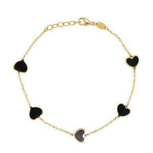 14K Gold & Inlay Station Heart Color Bracelet
