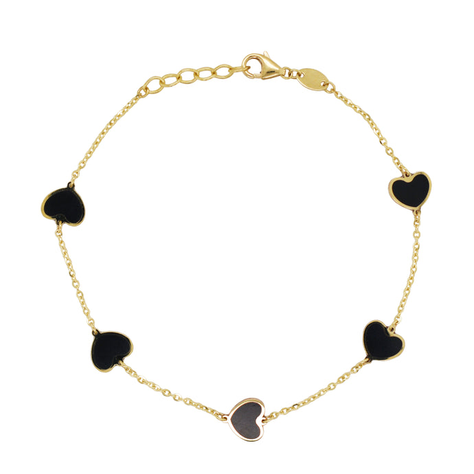 14K Gold & Inlay Station Heart Color Bracelet