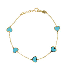 Load image into Gallery viewer, 14K Gold &amp; Inlay Station Heart Color Bracelet