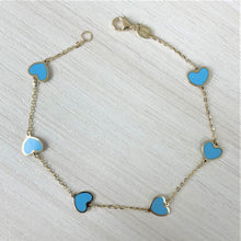 Load image into Gallery viewer, 14k Gold &amp; Turquoise Heart Station Bracelet