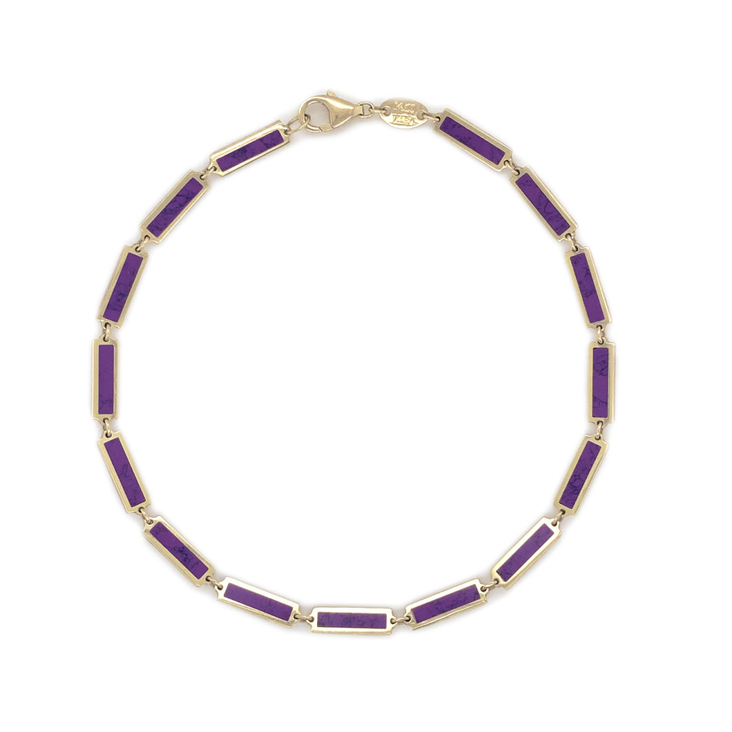 14k Gold & Amethyst Bar Bracelet