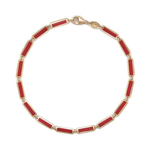 Load image into Gallery viewer, 14k Gold &amp; Coral Bar Bracelet