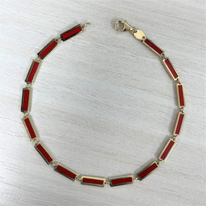 14k Gold & Coral Bar Bracelet