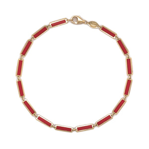 14k Gold & Coral Bar Bracelet