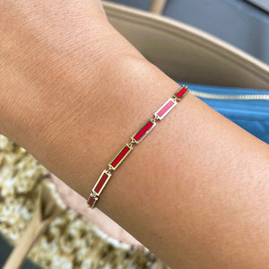 14k Gold & Coral Bar Bracelet