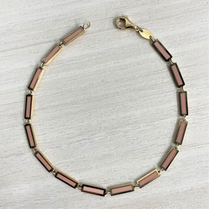 14k Gold & Light Pink Bar Bracelet