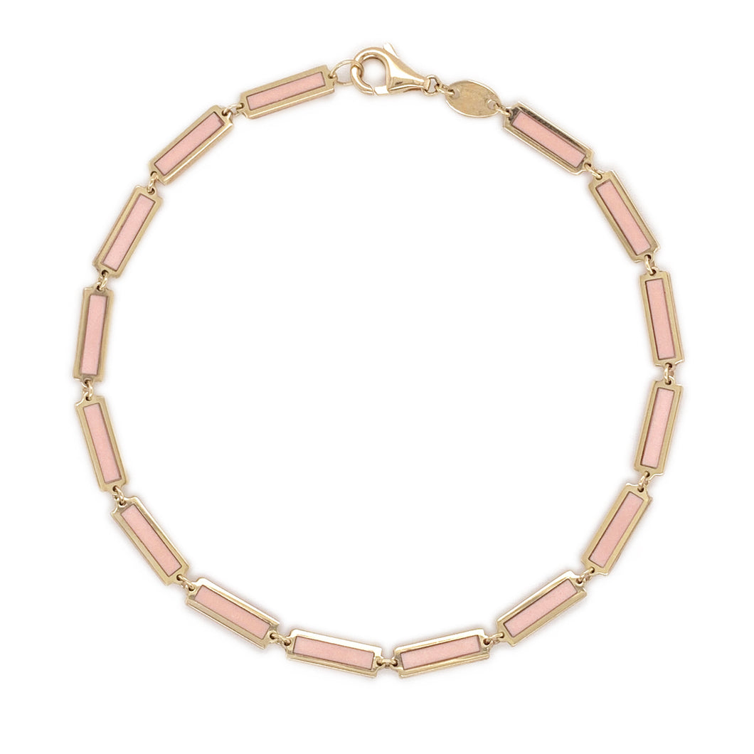 14k Gold & Light Pink Bar Bracelet