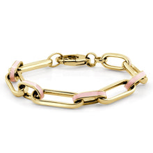 Load image into Gallery viewer, 14k Gold Light Pink Enamel Link Bracelet