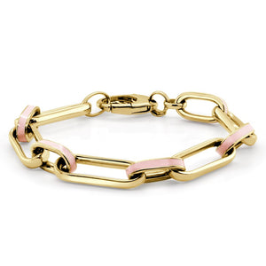 14k Gold Light Pink Enamel Link Bracelet