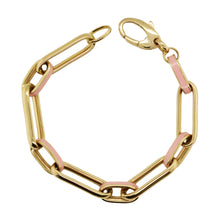 Load image into Gallery viewer, 14k Gold Light Pink Enamel Link Bracelet