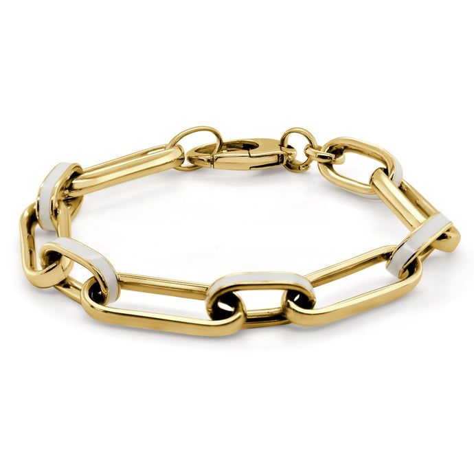 14K Gold Large Enamel Link Bracelet