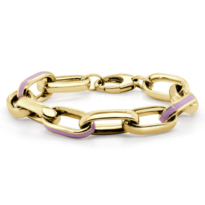 14k Gold Purple Enamel Link Bracelet