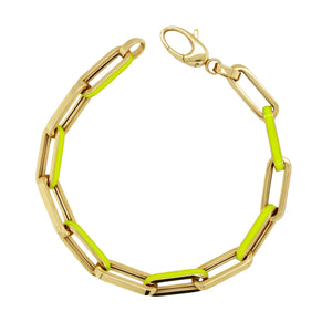 14K Gold Yellow Enamel Link Bracelet