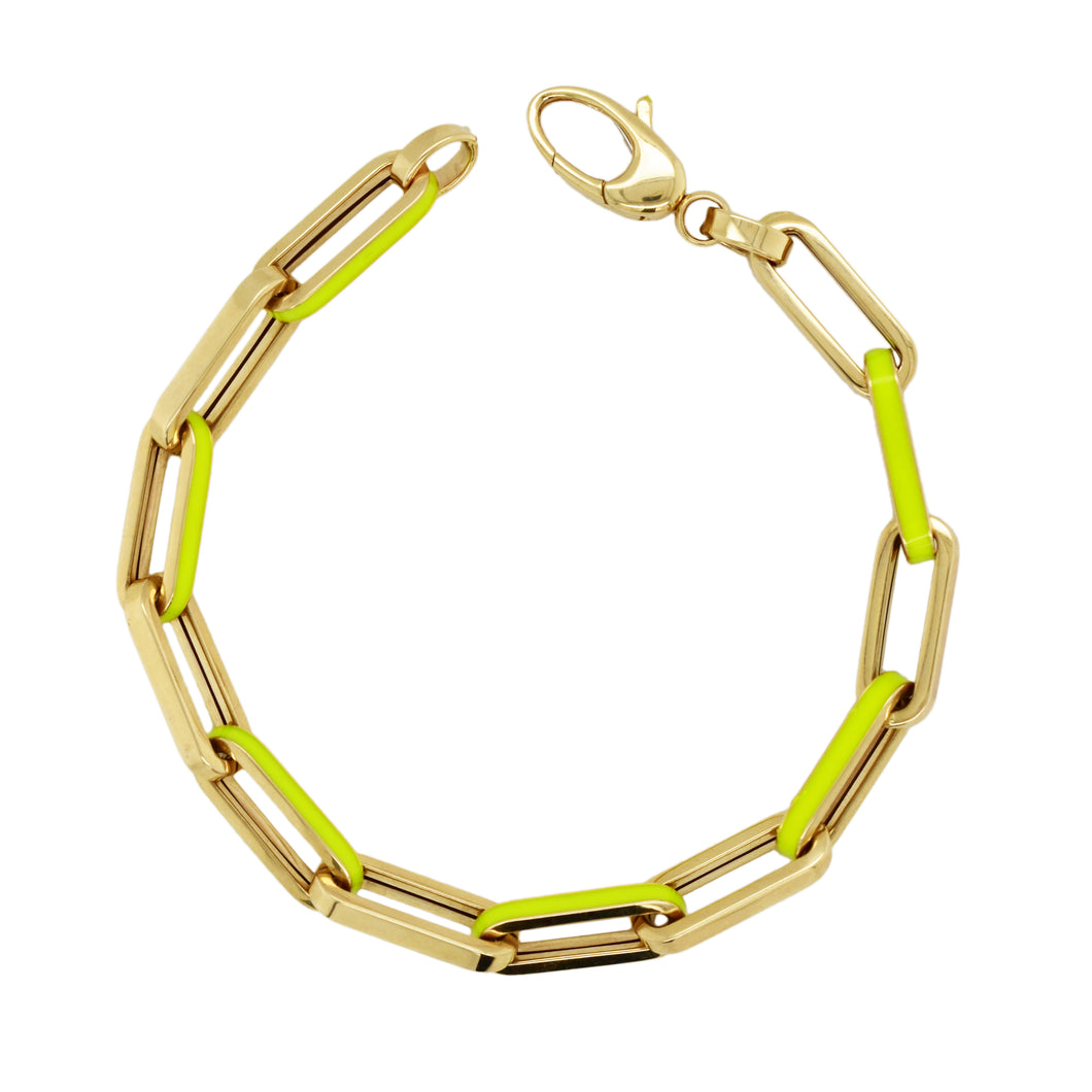 14K Gold Yellow Enamel Link Bracelet