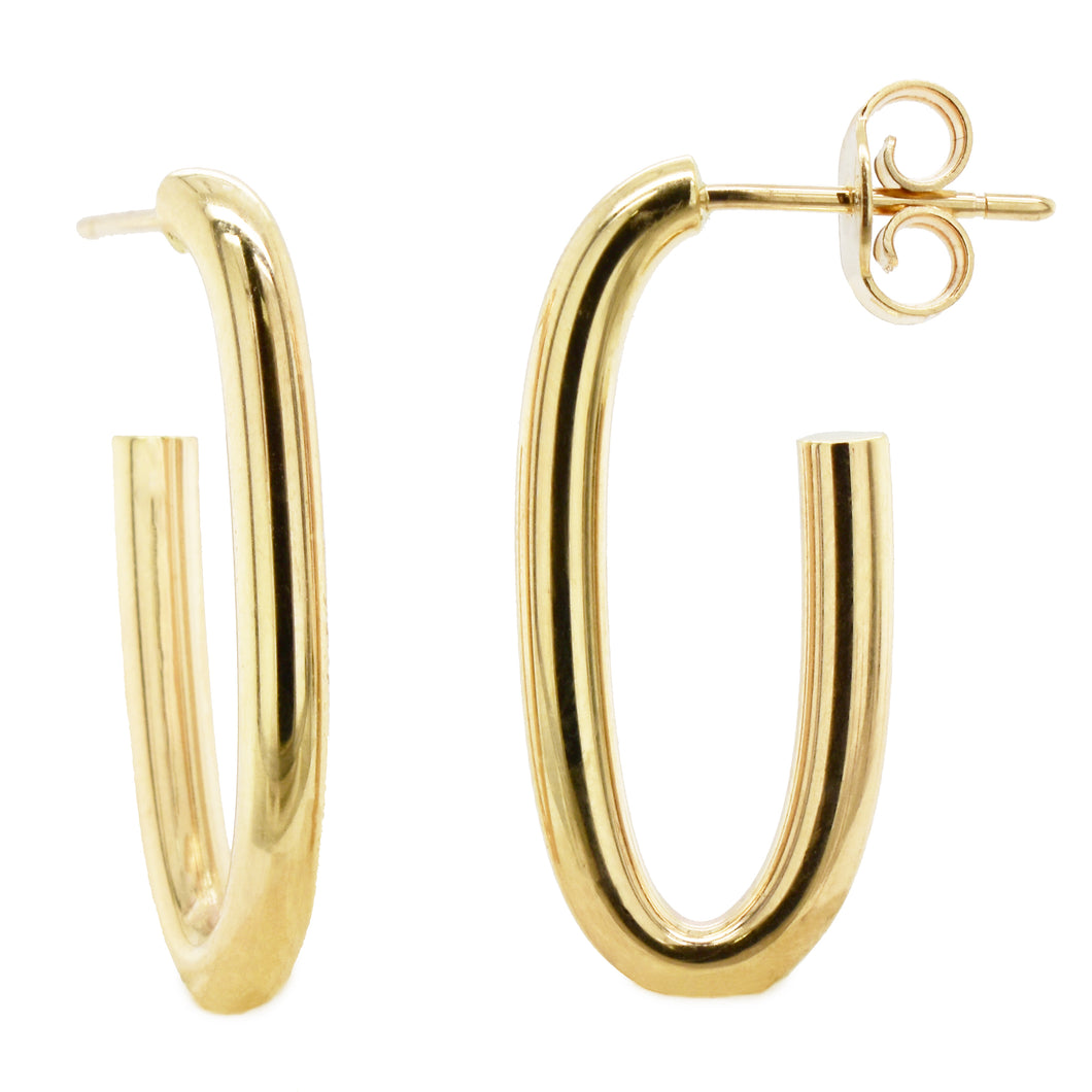 14k Gold Open Oval Hoop Earrings