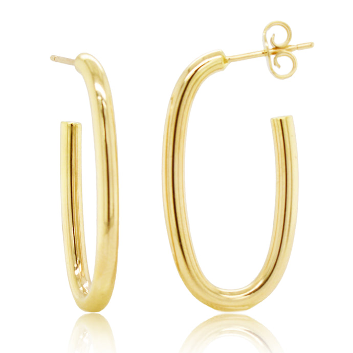 14k Gold Open Oval Hoop Earrings