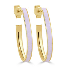 Load image into Gallery viewer, 14k Gold Pear-Shaped Enamel Open Hoops