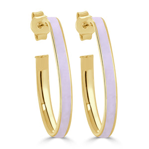 14k Gold Pear-Shaped Enamel Open Hoops